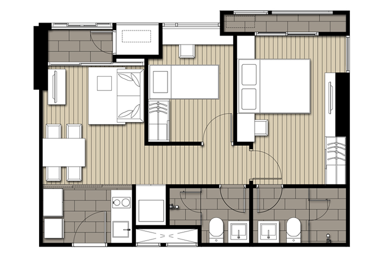 2 Bedroom ในโครงการ ไอดีโอ โมบิ สาทร, ภาพที่ 4