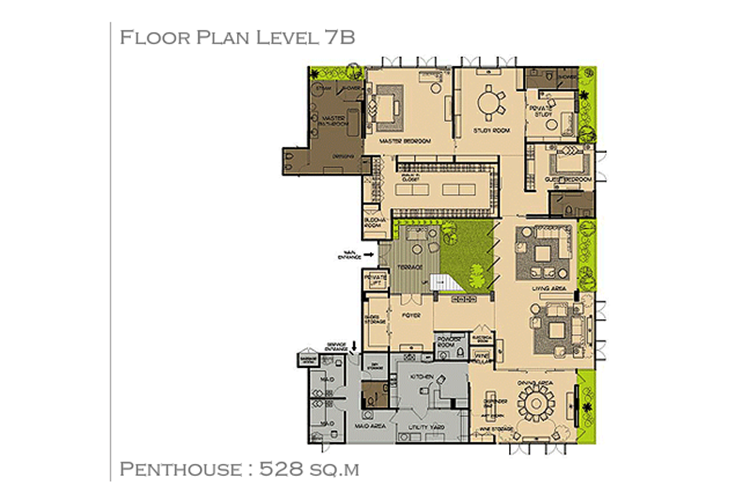 Penthouse ในโครงการ เดอะ ซิกเนเจอร์ เรสซิเดนซ์, ภาพที่ 3
