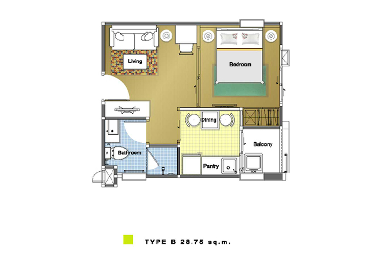 1 Bedroom ในโครงการ เด็น วิภาวดี, ภาพที่ 4