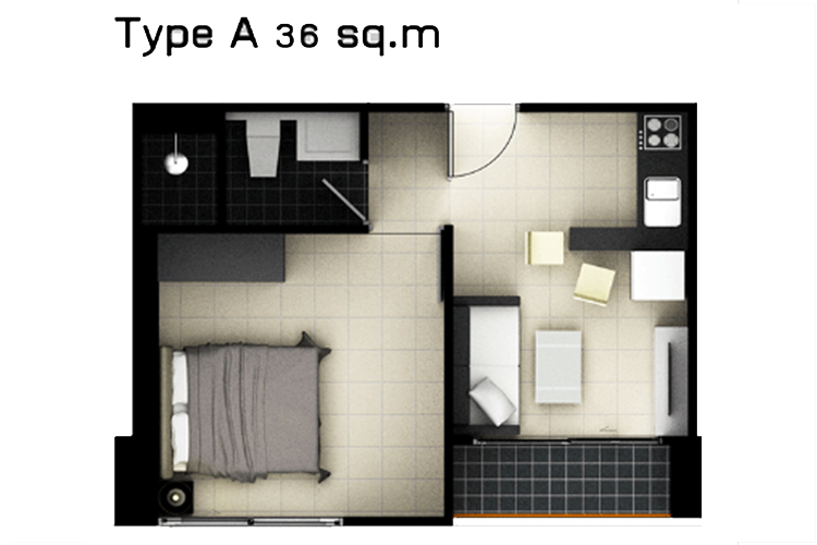 1 Bedroom  ในโครงการ เวลล์ ไลฟ์ รังสิต คอนโด, ภาพที่ 4