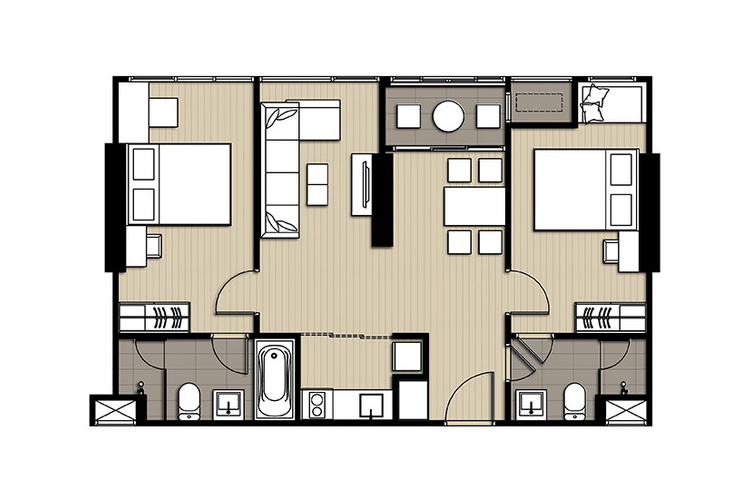 2 Bedroom (ขายแล้ว) ในโครงการ ไอดีโอ คิว จุฬา-สามย่าน, ภาพที่ 4