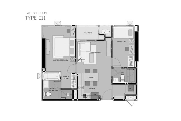 2 Bedroom ในโครงการ ริทึ่ม สุขุมวิท 50, ภาพที่ 4