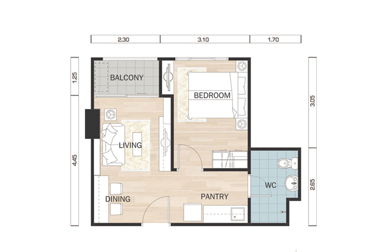 1 Bedroom ในโครงการ ออริจินส์ พระราม 2, ภาพที่ 4