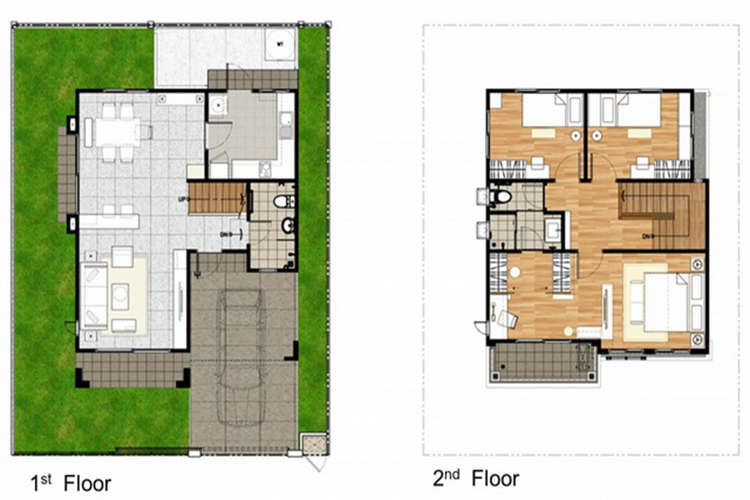 บ้านแฝดสองชั้น (ขายแล้ว) ในโครงการ พฤกษาวิลล์ 57 พัฒนาการ, ภาพที่ 2
