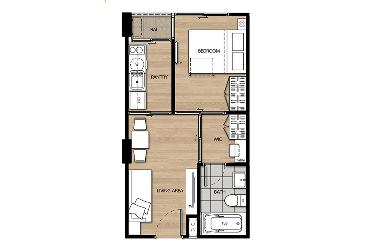 1 Bedroom (ขายแล้ว) ในโครงการ พอส สุขุมวิท 103, ภาพที่ 4