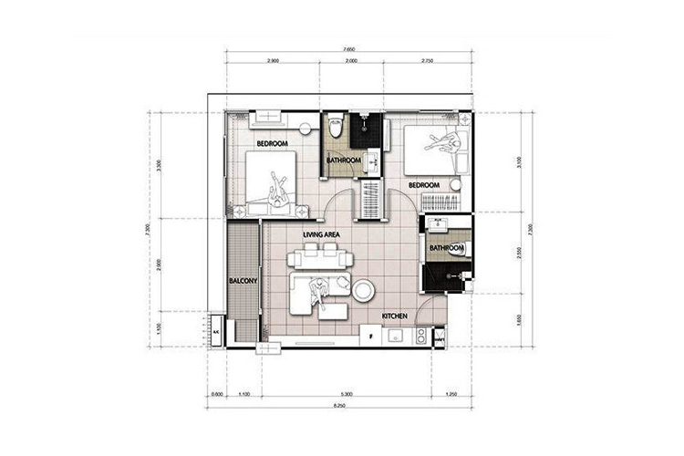 2 Bedroom ในโครงการ สยาม โอเรียนทอล คอนโด พลาซ่า, ภาพที่ 4