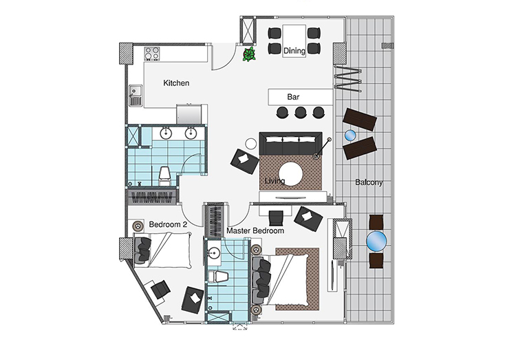 2 Bedroom ในโครงการ ดิ เอสเคป คอนโดมิเนียม, ภาพที่ 5