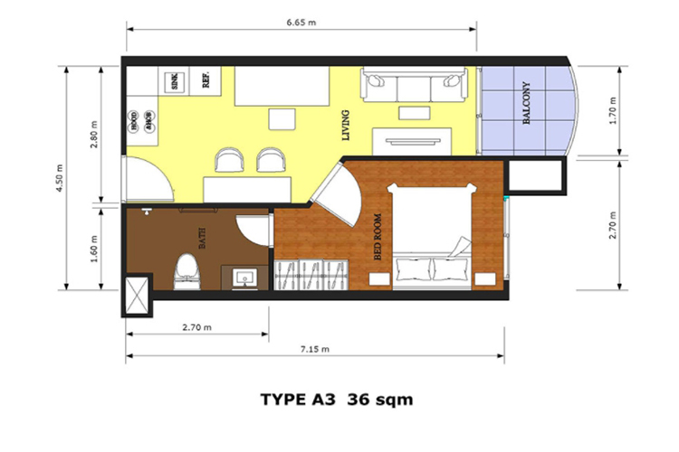 1 Bedroom ในโครงการ บลู ลากูน คอนโดมิเนียม (อาคาร A), ภาพที่ 4