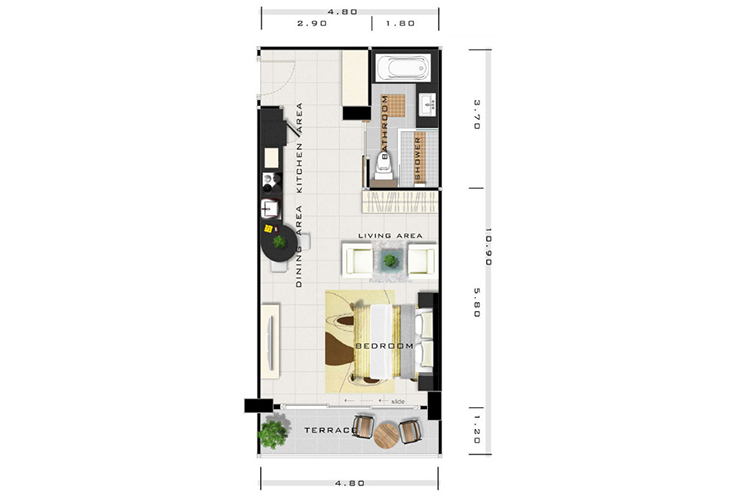 Studio ในโครงการ โนวา โอเชี่ยน วิว, ภาพที่ 4