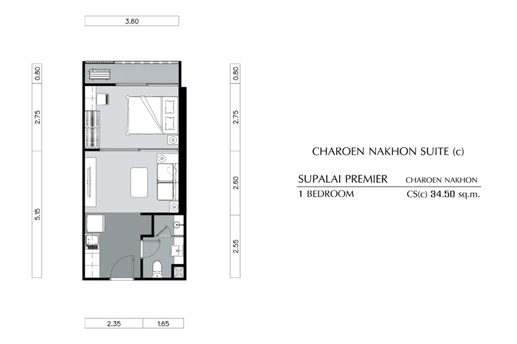 Chareon Nakhon Suite 1 Bedroom ในโครงการ ศุภาลัย พรีเมียร์ เจริญนคร, ภาพที่ 4