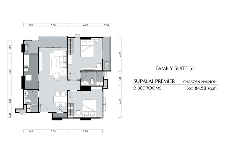 Family Suite 2 Bedroom ในโครงการ ศุภาลัย พรีเมียร์ เจริญนคร, ภาพที่ 4