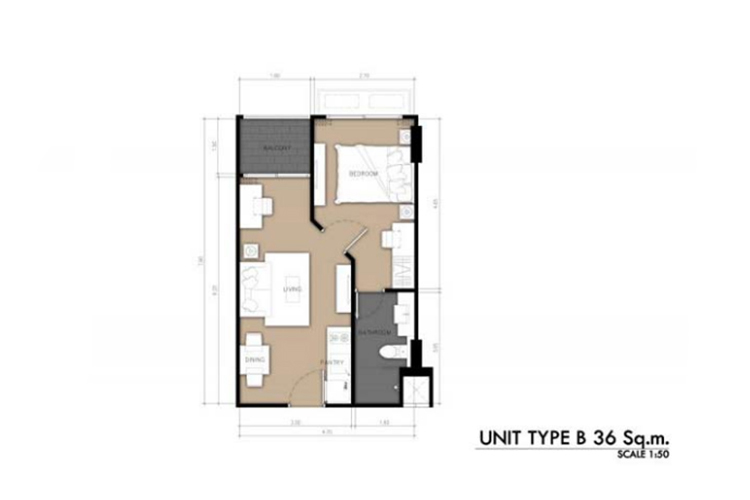 1 Bedroom Type B ในโครงการ ลากูน่า บีช รีสอร์ท 2