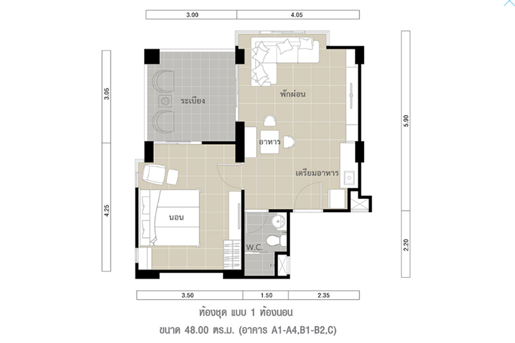 1 Bedroom (ขายแล้ว) ในโครงการ ลุมพินี พาร์คบีช ชะอำ, ภาพที่ 4