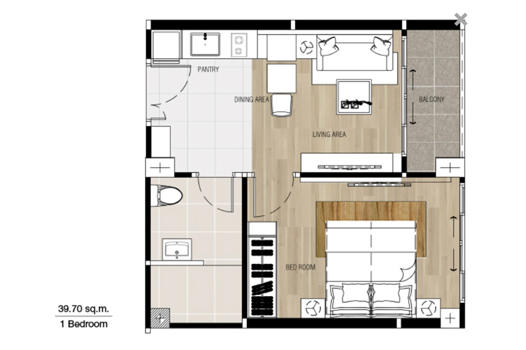 1 Bedroom ในโครงการ เดอะ พอร์ต แกรนด์ ริเวอร์ ฟร้อนท์, ภาพที่ 4