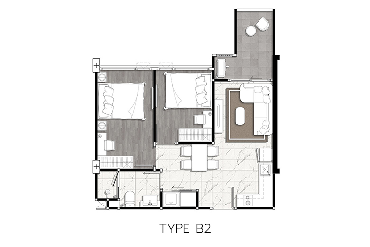 2 Bedroom Type A ในโครงการ ดี ฟายด์ บาย เมย์แฟร์ สุขุมวิท 50, ภาพที่ 4