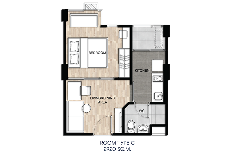 1 Bedroom ในโครงการ ดิ เอ็กเซล รัชดา 17  เฟส 1, ภาพที่ 4