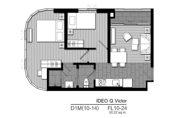 2 Bedroom ในโครงการ ไอดีโอ คิว วิคตอรี่, ภาพที่ 4