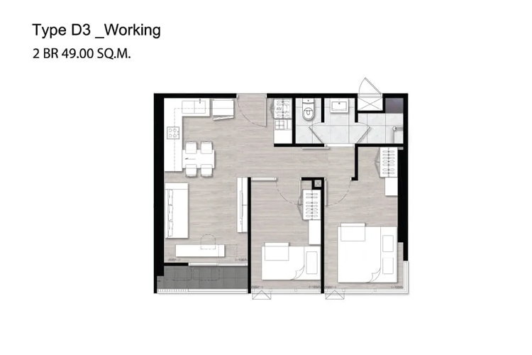 2 Bedroom ในโครงการ นิช ไพรด์ เตาปูน-อินเตอร์เชนจ์, ภาพที่ 5