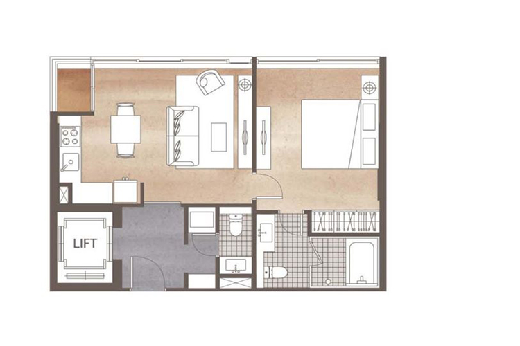 1 Bedroom ในโครงการ เฉลิมนิจ อาร์ต เดอ เมซง สุขุมวิท 53, ภาพที่ 4