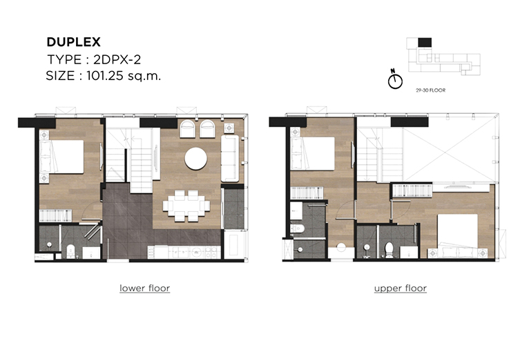 2 Bedroom Duplex ในโครงการ ดิ เอ็กซ์โทร พญาไท-รางน้ำ, ภาพที่ 4