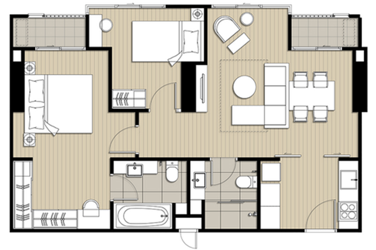 2 Bedrooms ในโครงการ ไอดีโอ สุขุมวิท 93, ภาพที่ 4