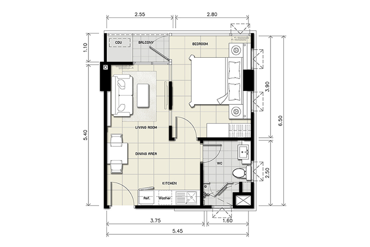 1 Bedroom ในโครงการ เดอะ ซีรี่ส์ อุดมสุข, ภาพที่ 4