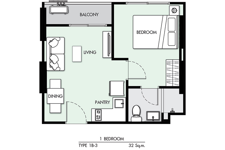 1 Bedroom ในโครงการ พรีเซนต์ คอนโดมิเนียม, ภาพที่ 4