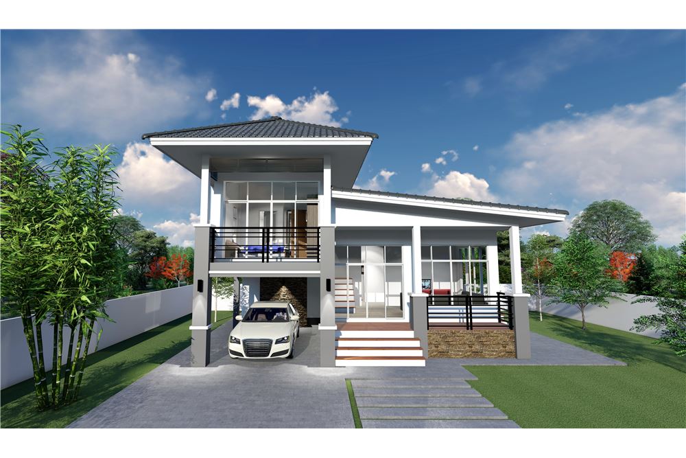 Land for sale and building a house One and a half storey house located in Chiang Rai Mueang Mai project spacious house C