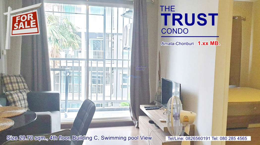 ขาย คอนโด วิวสระว่ายน้ำ THE TRUST CONDO อมตะ-ชลบุรี 29.70 ตรม. ขายพร้อมผู้เช่า