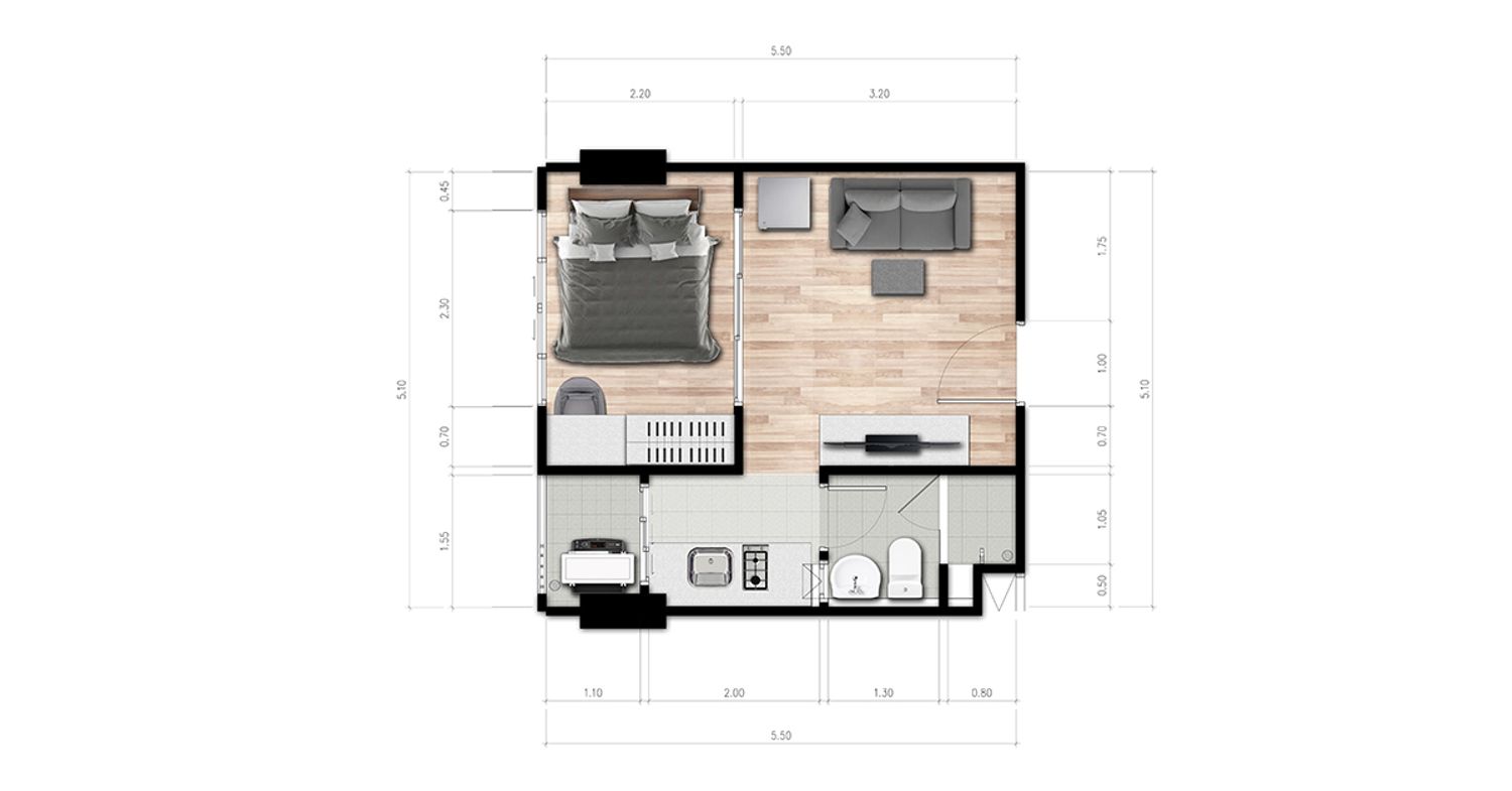 1 Bedroom ในโครงการ เดอะเซนโทร คอนโด บางแสน, ภาพที่ 4