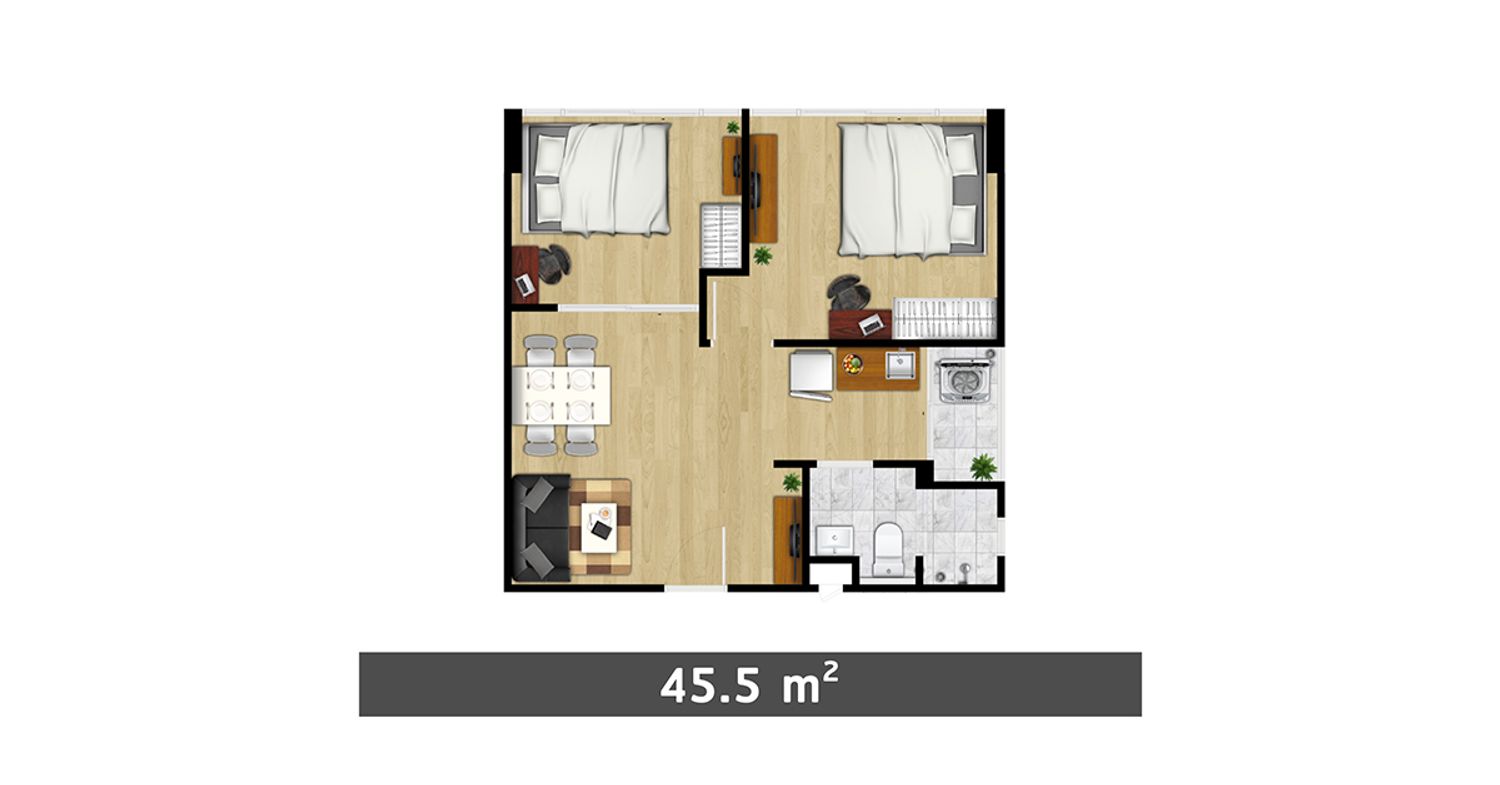 2 Bedroom ในโครงการ เพลิน เพลิน พลัส รังสิต-ฟิวเจอร์พาร์ค 2, ภาพที่ 4