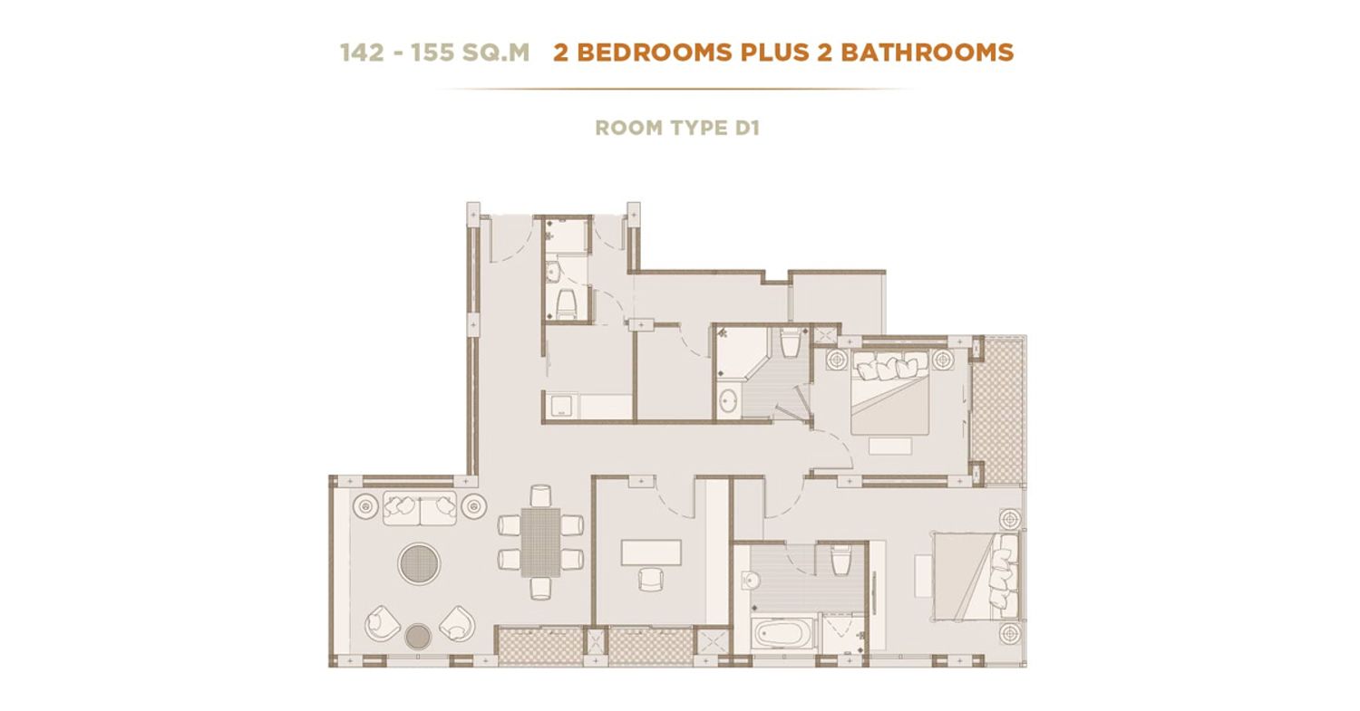 2 Bedroom Plus ในโครงการ เดอะ ไพรเวท เรสซิเดนซ์ ราชดำริ, ภาพที่ 2