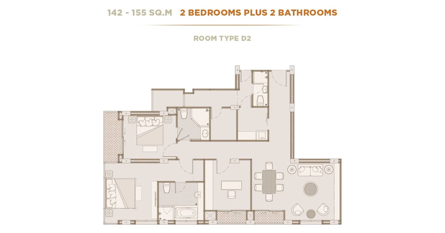 2 Bedroom Plus ในโครงการ เดอะ ไพรเวท เรสซิเดนซ์ ราชดำริ, ภาพที่ 3