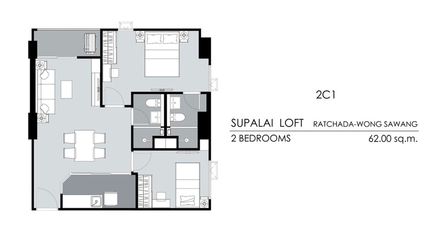 2 Bedroom ในโครงการ ศุภาลัย ลอฟท์ รัชดา-วงศ์สว่าง, ภาพที่ 4