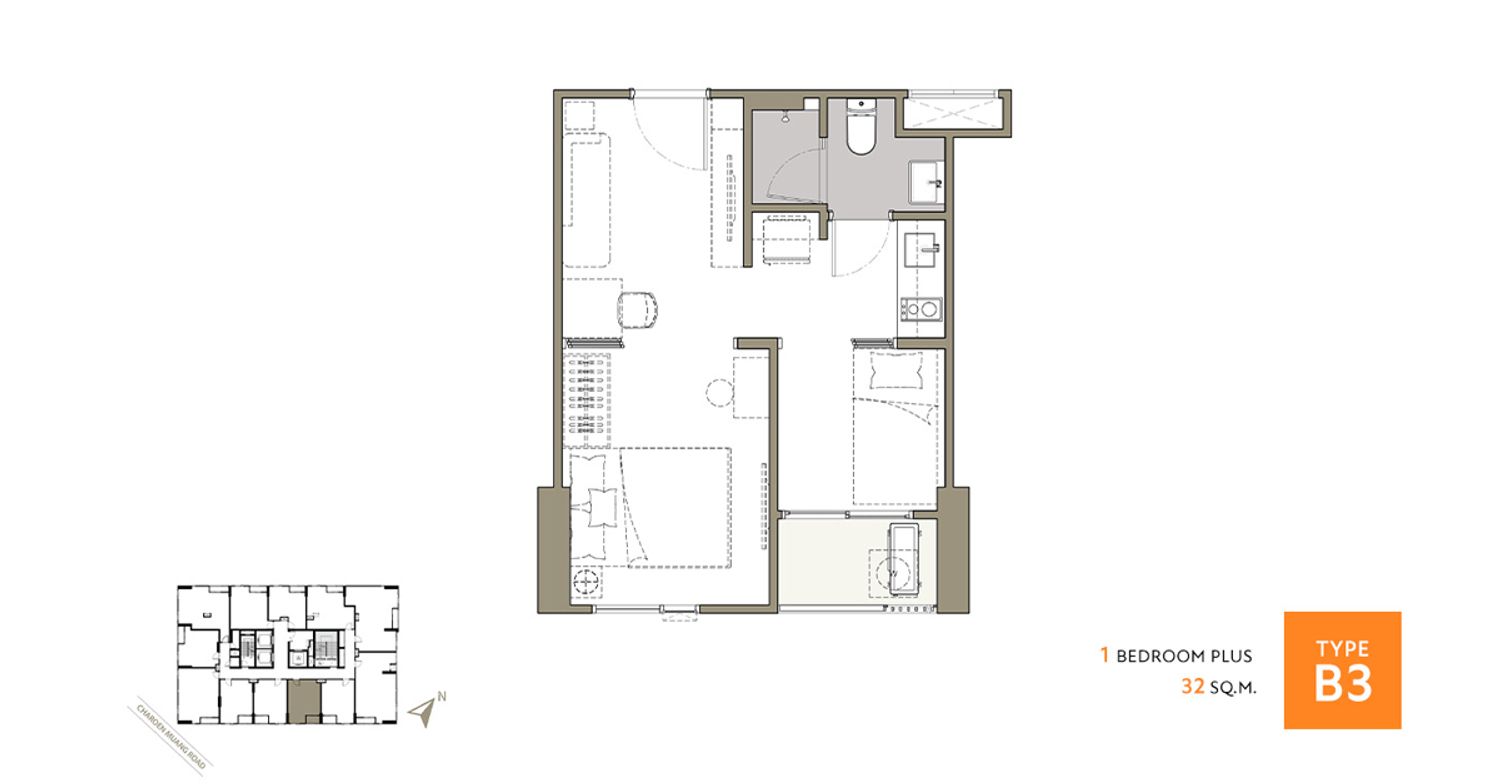 1 Bedroom Plus ในโครงการ มารุ จุฬา, ภาพที่ 4