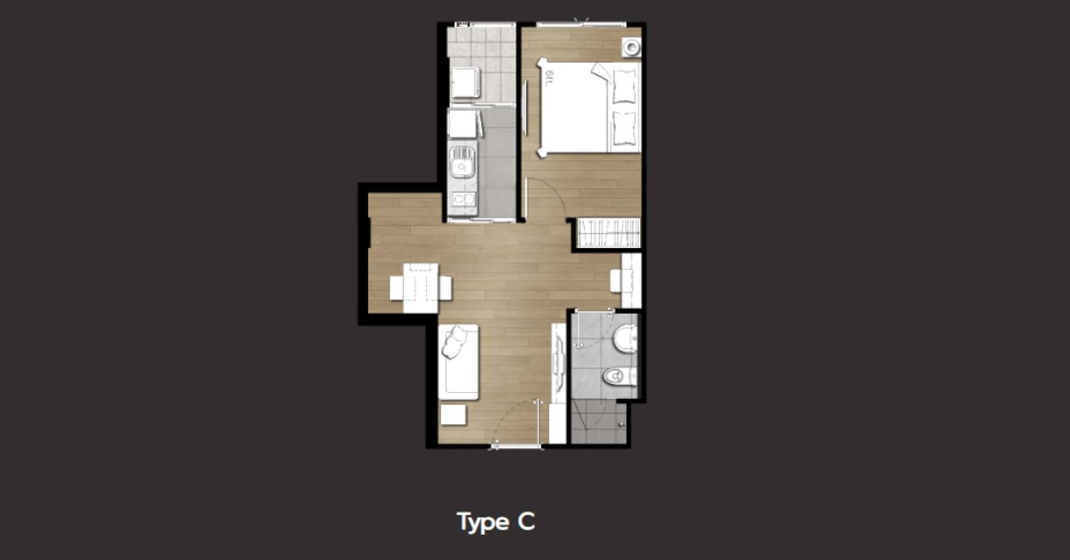 1 Bedroom ในโครงการ วันพลัส เจริญเมือง, ภาพที่ 4