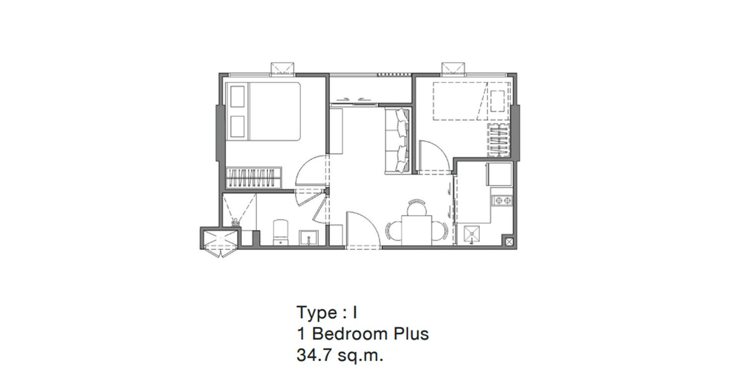 1 Bedroom Plus ในโครงการ แชปเตอร์วัน มอร์ เกษตร, ภาพที่ 4