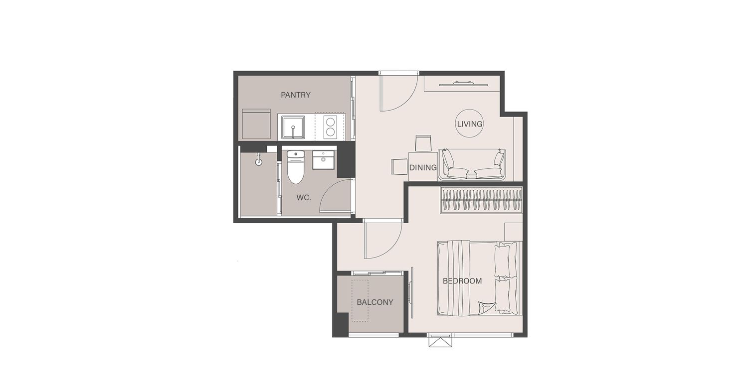 1 Bedroom ในโครงการ โคลส รามอินทรา-แฟชั่น, ภาพที่ 4
